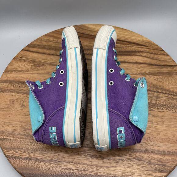 Converse Chuck Taylor All Star Shoes Womens 8.5 Purple Teal Fold Casual Skate - Picture 6 of 8
